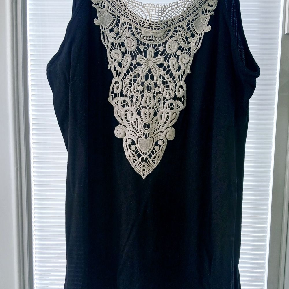 Elegant Black Lace Detail Women's Top
